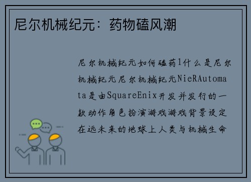 尼尔机械纪元：药物磕风潮