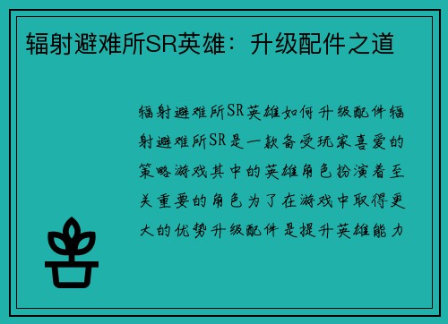 辐射避难所SR英雄：升级配件之道